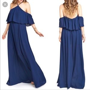 Show Me Your MuMu Rebecca Ruffle Maxi in Rich Navy
